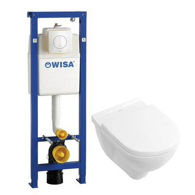 Villeroy & Boch O.novo inbouwset Wisa met vlakspoel wandcloset wit softclose zitting afdekplaat wit