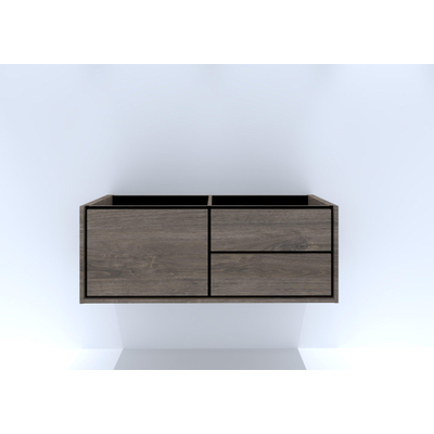 HR Badmeubelen Rize wastafelkast - 1 hoge lade links (60cm)/2 laden rechts (60cm) - greeploos push2open - 120 x 45 x 45 cm - espresso