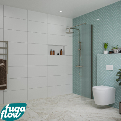 FugaFlow Eccelente Vetro inloopdouche badkamer - 40x200cm - ribbelglas - wandarm - gunmetal