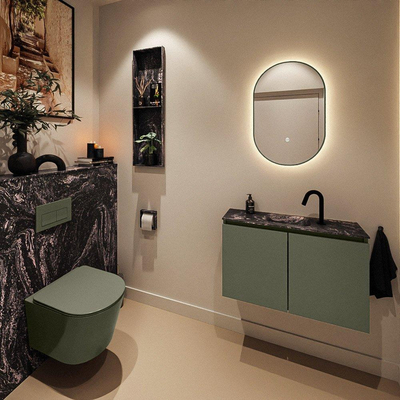 MONDIAZ TURE-DLUX 80cm toiletmeubel Army. EDEN wastafel Lava positie midden. Met 1 kraangat.
