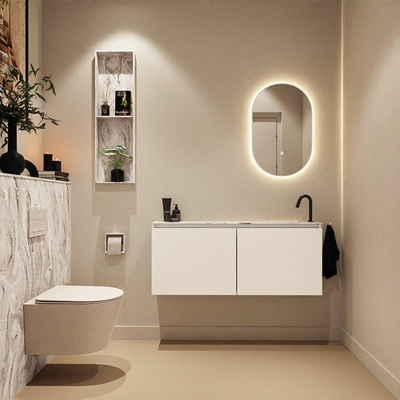 MONDIAZ TURE-DLUX 120cm toiletmeubel Talc. EDEN wastafel Glace positie rechts. Met 1 kraangat.