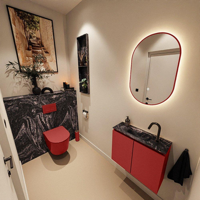 MONDIAZ TURE-DLUX 60cm toiletmeubel Fire. EDEN wastafel Lava positie midden. Met 1 kraangat.