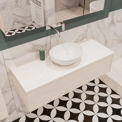 MONDIAZ LUSH Badkamermeubelset - 120cm - 1 lade - wastafel BARCO - wasbak midden - 0 kraangaten - underlayment OUTLETSTORE