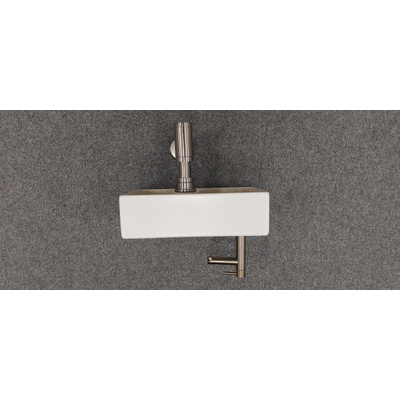 Plieger Houston fontein m. bak rechts 37x23cm m. kraangat links matwit EN Fortifura Calvi fonteinkraanset RVS SHOWROOMMODEL