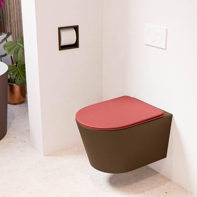 MONDIAZ LAVIE wandclosetpack - 36x53cm - diepspoel - rimless - Rust (bruin) - softclose - quick-release - toiletzitting - Fire (rood)