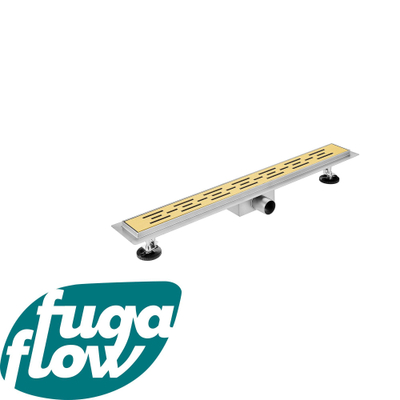 FugaFlow Eccelente Anta douchegoot badkamer - 70cm - met vloerflens - met rooster - geborsteld messing (goud)