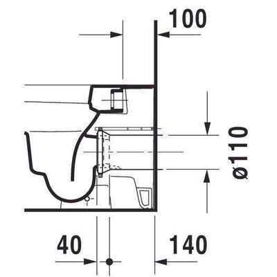 Duravit HappyD 2 closetpot diepspoel staand back to wall 36.5x57cm incl. bevestiging afvoer horizontaal m. WG wit