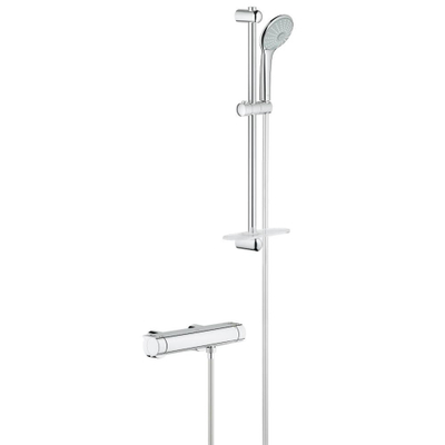 GROHE Grohtherm 2000 doucheset douchekraan thermostatisch en glijstang 60cm en Cosmopolitan handdouche 11cm chroom