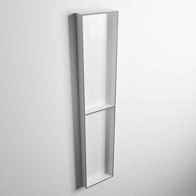 MONDIAZ EASY Nis - 89.5x29.5cm - geschikt voor in- of opbouw - 2 vakken - kleur Plata | Talc