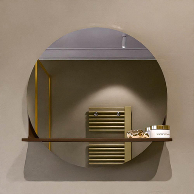 Mondiaz SPOT Badkamerspiegel - rond 50cm - spiegelplanchet - kleur Rust