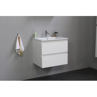 Adema Bella badmeubel met keramiek wastafel 1 kraangat 60x55x46cm Wit hoogglans Flat Pack