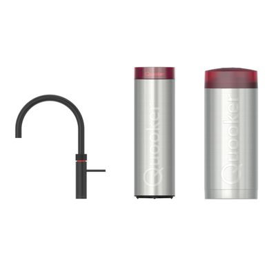 Quooker Fusion Round kokendwaterkraan - draaibare uitloop - Combi+ incl. Cube reservoir - Warm / kokend / bruisend / gefilterd water - Zwart