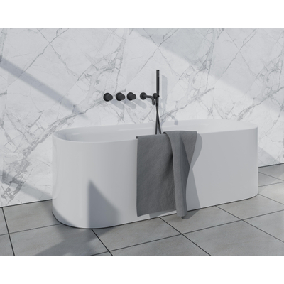 Fortifura Nebbio Badcombinatie-set - thermostaatkraan - inbouwdeel - 2x uitbreiding inbouwdeel - wandaansluitbocht - gladde doucheslang - staaf handdouche - uitloop - mat zwart