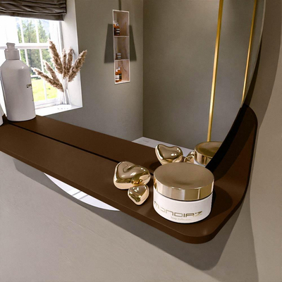 Mondiaz SPOT Badkamerspiegel - rond 60cm - spiegelplanchet - kleur Rust