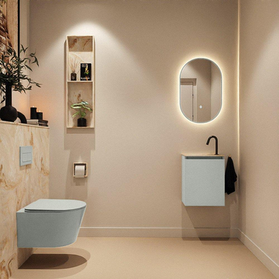 MONDIAZ TURE-DLUX 40cm toiletmeubel Greey. EDEN wastafel Frappe positie links. Met 1 kraangat.