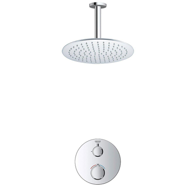 GROHE Grohtherm Regendoucheset Inbouw- - hoofddouche 25cm - 1 functie - plafondarm 20cm - chroom