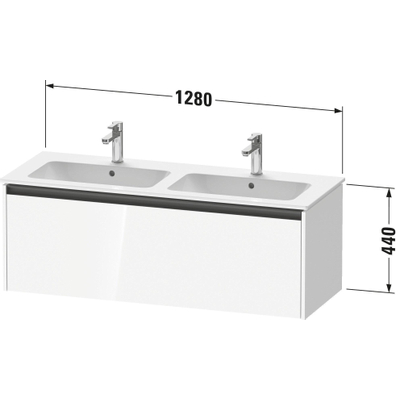 Duravit Ketho 2 wastafelonderbouwkast met 1 lade voor dubbele wastafel 128x48x44cm met greep antraciet betongrijs mat