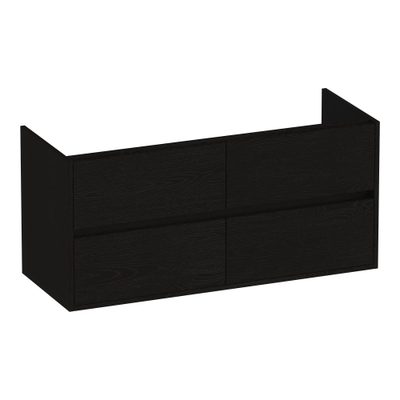 BRAUER Adore wastafelonderkast - 120x46x55cm - 4 softclose lades - greeploos - 2 sifon uitsparingen - Timber Black
