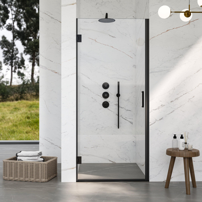 Saniclass Neptune 5000 Douchedeur - 75x200cm - profielloos veiligheidsglas - anti kalk - mat zwart