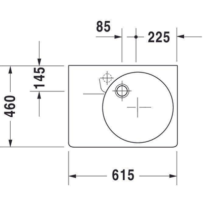 Duravit Scola wastafel bak rechts 61.5x46cm m. kraangat wit