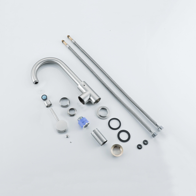 Fortifura Calvi wastafelkraan - hoog - draaibare uitloop - Geborsteld RVS PVD (RVS)