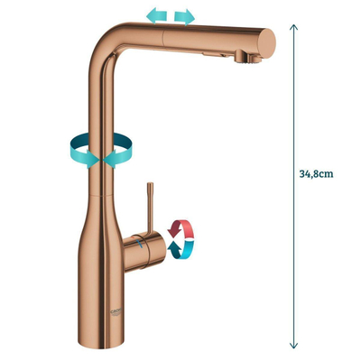 GROHE essence new Keukenkraan - hoog - draaibare/uittrekbare uitloop - warm sunset glans