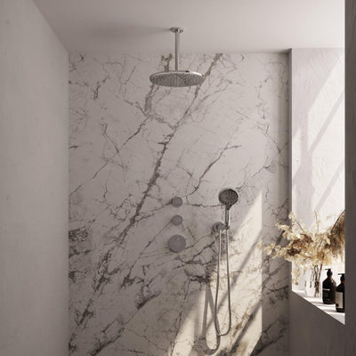 Brauer Chrome Edition Regendoucheset inbouw - hoofddouche 30cm - plafondarm - 3 gladde knoppen - handdouche rond 3 standen - chroom