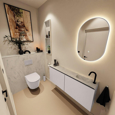 MONDIAZ TURE-DLUX 120cm toiletmeubel Cale. EDEN wastafel Opalo positie rechts. Met 1 kraangat.