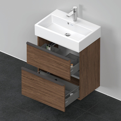 Duravit D-Neo wastafelonderkast 58.4x62.5x37.2cm 2 lades Noten (donker) Mat