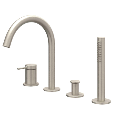 IVY Bond Badrandcombinatie - 4-wegs - mengkraan - draaibare uitloop - uittrekbare handdouche - Geborsteld nickel PVD