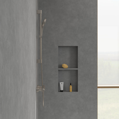 Villeroy & Boch Verve Showers Glijstangset met drie functies voor wandmontage - Matt Brushed Nickel (RVS)