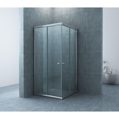 Xellanz Eco hoekinstap cabine met 2 schuifdeuren 800 x 800 x 1900 x 5 mm helder glas/chroom