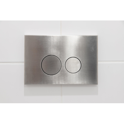 Geberit Inbouwreservoir - UP320 - QeramiQ metal bedieningsplaat - dualflush - ronde knoppen - metaal RVS