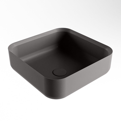 Mondiaz Binx Waskom - 36x36x13cm - vierkant - opbouw - Solid surface - Darkgrey/Darkgrey