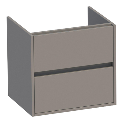 BRAUER Adore wastafelonderkast - 60x46x55cm - 2 softclose lades - greeploos - 1 sifon uitsparing - mat taupe