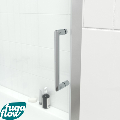 FugaFlow Efficiente Vetro Badwand - 2 delige schuifdeur - 170x150cm - 6mm veiligheidsglas - anti kalk - chroom