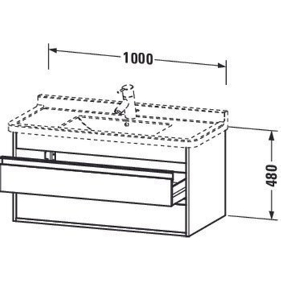 Duravit Ketho Wastafelonderkast 100x45.5x48cm Standaard greep met softclose spaanplaat Grafiet Mat