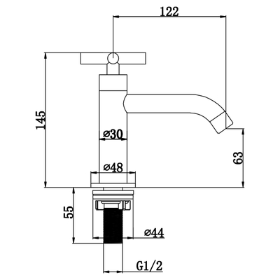Differnz Ribble fonteinset - 38x18x8cm - Rechthoek - 1 kraangat - chroom kraan - kruisgreep - natuursteen zwart