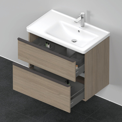 Duravit D-Neo wastafelonderkast 78.4x62.5x45.2cm 2 lades Eiken (terra) Mat