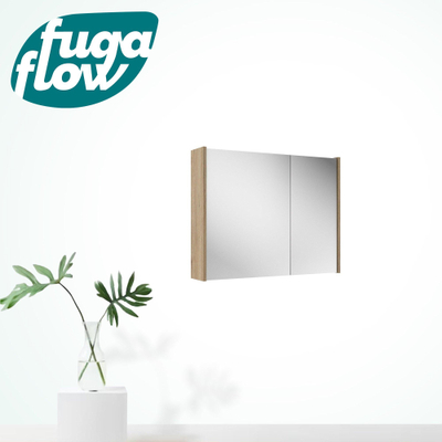FugaFlow Eccelente Arredo spiegel badkamer spiegelkast - 80x63x16cm - inclusief zijpanelen - kaneel -