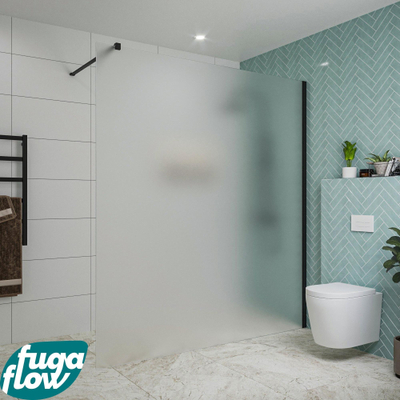 FugaFlow Eccelente Vetro inloopdouche badkamer - 180x200cm - mat glas - wandarm - mat zwart
