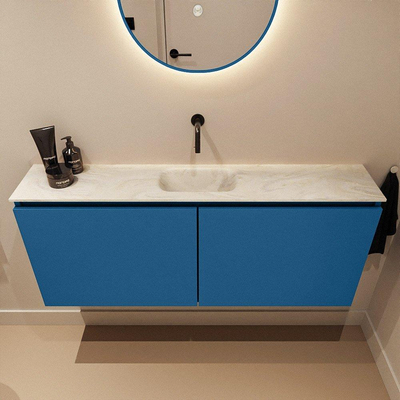 MONDIAZ TURE-DLUX 120cm toiletmeubel Jeans. EDEN wastafel Ostra positie midden. Zonder kraangat.