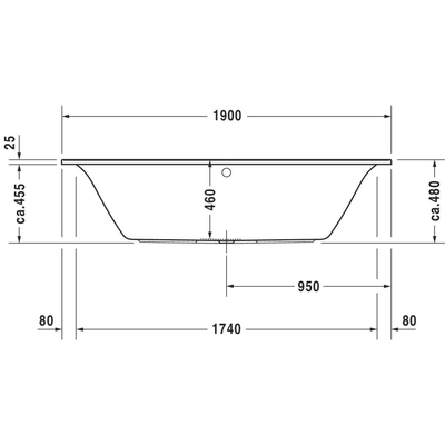 Duravit Darling New kunststof bad acryl rechthoekig met 2 rugsteunen 190x90x48cm zonder poten wit