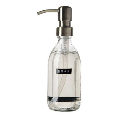 Wellmark Handzeep helder glas messing pomp 250ml tekst SOAP