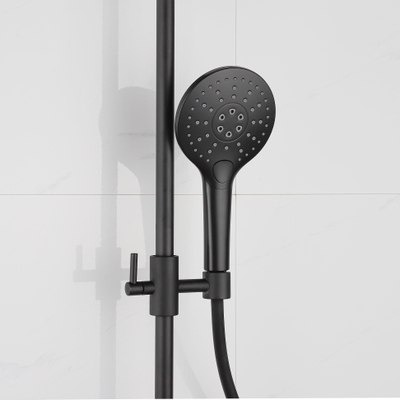 Fortifura Calvi Glijstangset - geïntegreerde wandaansluitbocht - doucheslang glad- handdouche rond - mat zwart