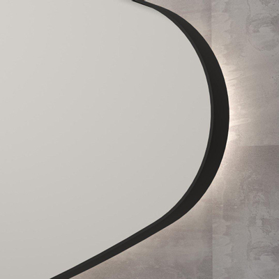 INK SP23 Spiegel - 100x4x60cm - LED onder en boven colour changing - dimbaar - organisch - in stalen kader - rechts aluminium zwart mat