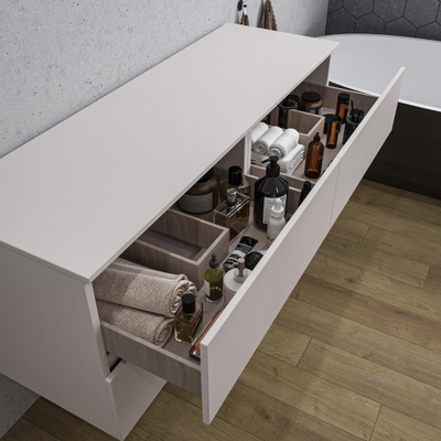 Adema Chaci Badkameronderkast - 140cm - 4 lades - greeploos - mat cotton (beige)