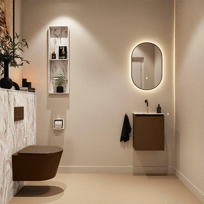MONDIAZ TURE-DLUX 40cm toiletmeubel Rust. EDEN wastafel Glace positie midden. Zonder kraangat.