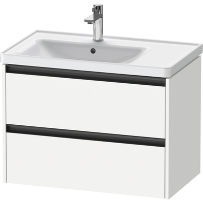 Duravit Ketho 2 wastafelonderbouwkast met 2 laden voor waskom links 78.4x45.5x54.9cm met grepen antraciet wit mat