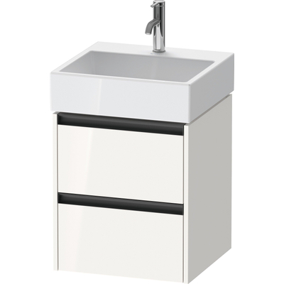 Duravit Ketho 2 wastafelonderbouwkast met 2 laden 48.4x46x54.9cm met grepen antraciet hoogglans wit